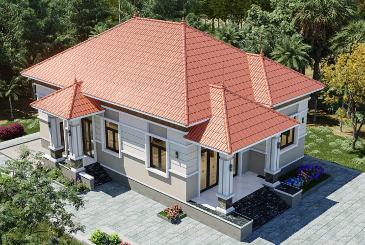Thiết kế nhà vườn đẹp 10x16m mái Nhật 