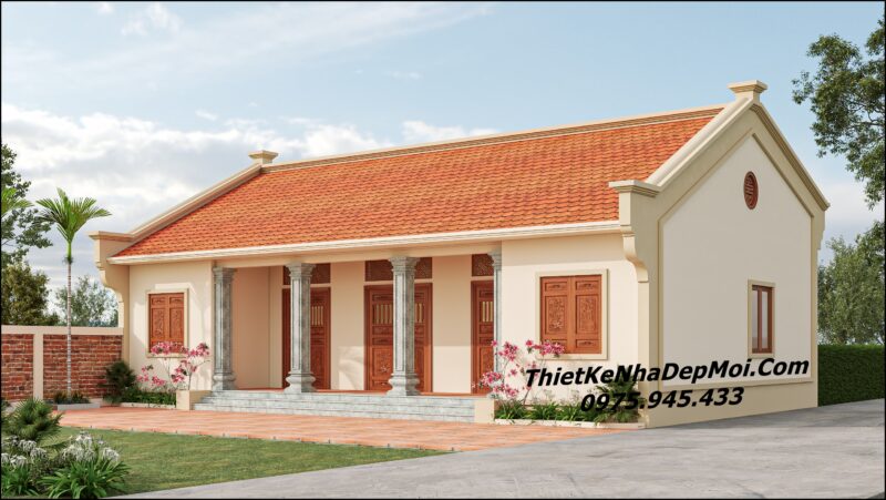 Mẫu nhà năm gian 4 phòng ngủ nông thôn 150m2 