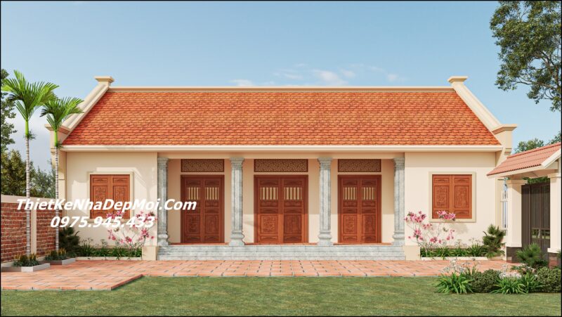 Hình ảnh nhà 3 gian 2 chái nông thôn 4 phòng ngủ 150m2 1 phòng thờ rộng 