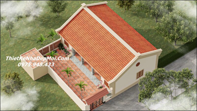 Mẫu nhà cấp 4 5 gian vừa làm nhà thờ vừa có 4 phòng ngủ phong thuỷ 2025 - 2026