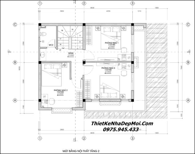 Mẫu nhà vuông 2 tầng mái bằng đẹp hiện đại thiết kế cho em Trưởng Bản vẽ mẫu nhà vuông 2 tầng 9x9 hiện đại
