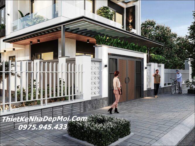 Mẫu nhà vuông 2 tầng mái bằng đẹp hiện đại thiết kế cho em Trưởng Mẫu nhà vuông 2 tầng đẹp hiện đại 2025