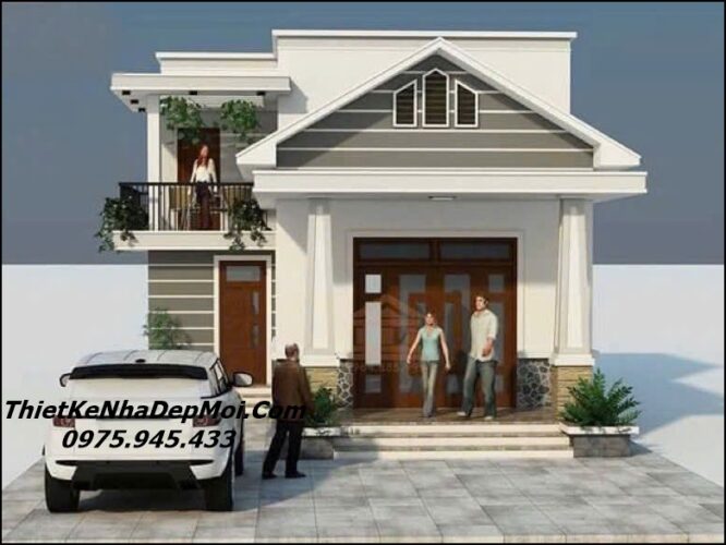 Mẫu nhà 1 tầng có gác lửng mặt tiền 10m chi phí 1 tỷ 3 phòng ngủ hình chữ L 