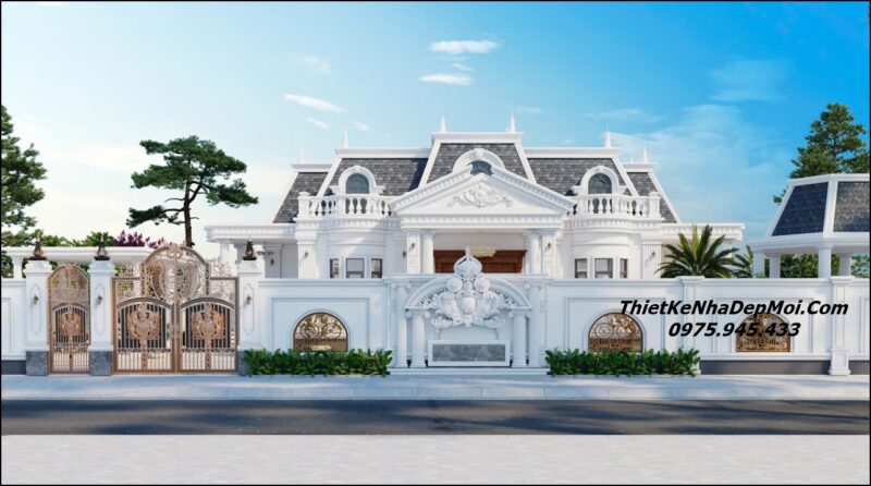 Mẫu biệt thự 1 tầng kiểu Pháp đẹp 200m2 