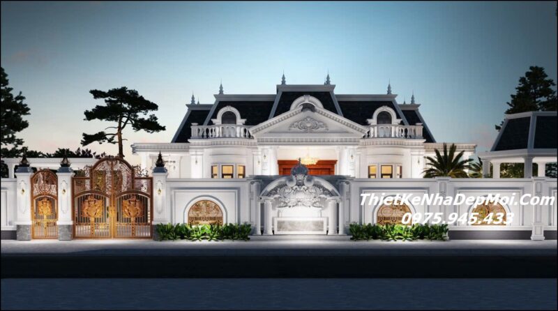 Mẫu nhà 5 gian 2 chái kiểu Pháp cổ điển 