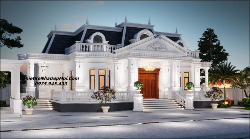 Mẫu nhà villa sân vườn 1 tầng kiểu châu âu 
