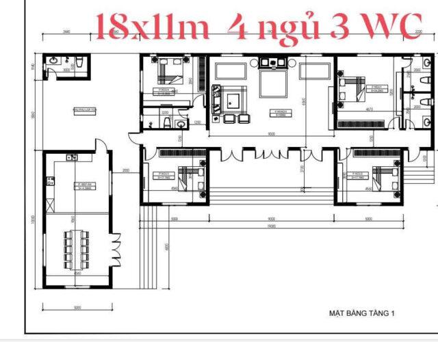 Thiết kế nhà chữ L ngang 18m sâu 10m
