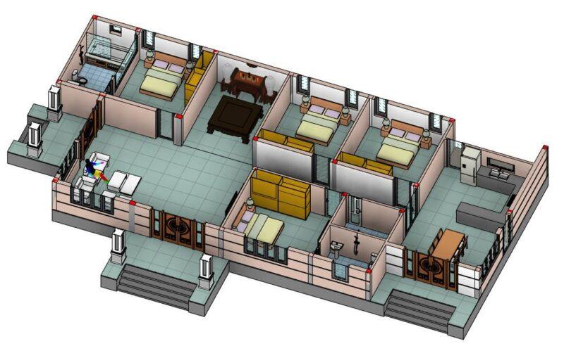 Mẫu nhà ngang 25m sâu 8m 4 phòng ngủ 