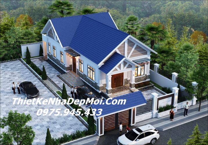 Mẫu nhà 1 tầng 4 phòng ngủ 180m2 ở nông thôn