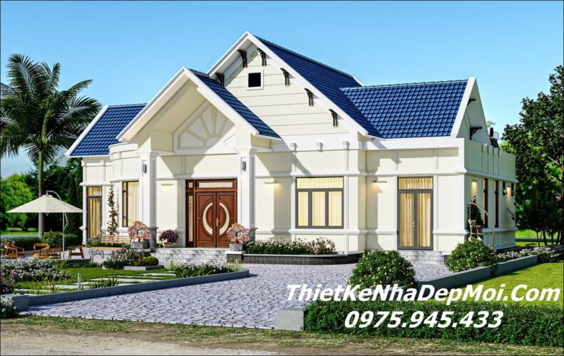 Bản vẽ nhà vườn 1 tầng 170m2 4 phòng ngủ 