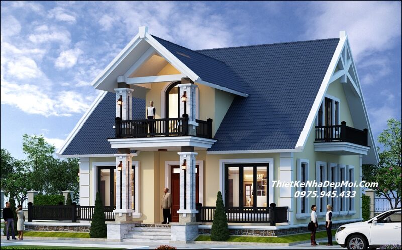 Bản vẽ nhà 1 tầng mái thái có sân thượng 3 gian ở nông thôn 