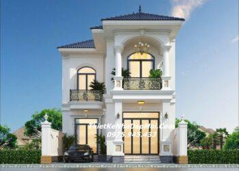 Bản vẽ nhà 2 tầng mái nhật diện tích 80m2 mặt tiền 8m