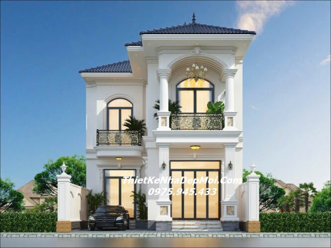 Mẫu nhà cấp 4 kiểu chữ L 2 tầng 80m2 đơn giản mà đẹp 2025 Bản vẽ nhà 2 tầng mái nhật diện tích 80m2 mặt tiền 8m