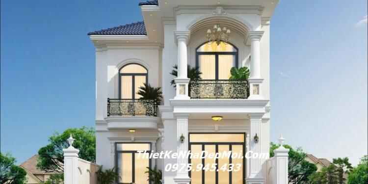 Bản vẽ nhà 2 tầng mái nhật diện tích 80m2 mặt tiền 8m