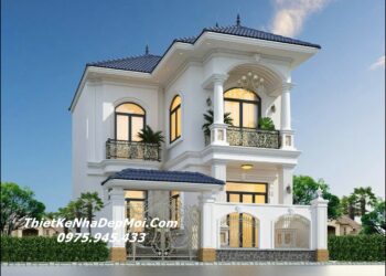 Mẫu nhà chữ L mái nhật 80m2 2 tầng