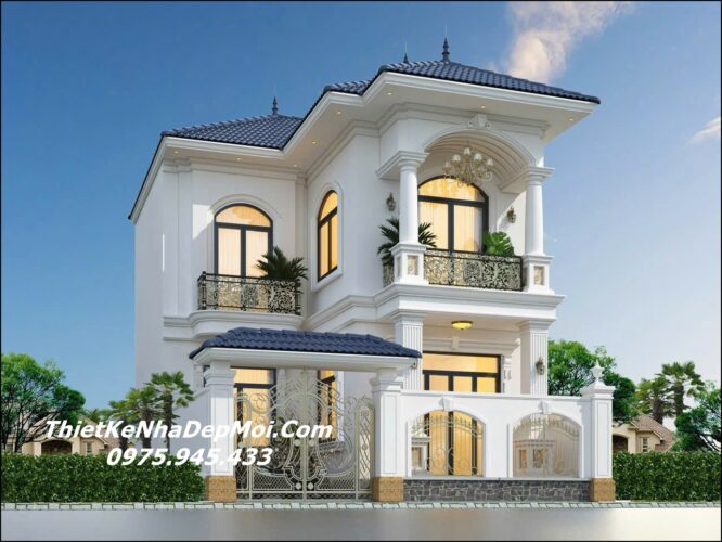 Mẫu nhà cấp 4 kiểu chữ L 2 tầng 80m2 đơn giản mà đẹp 2025 Mẫu nhà chữ L mái nhật 80m2 2 tầng