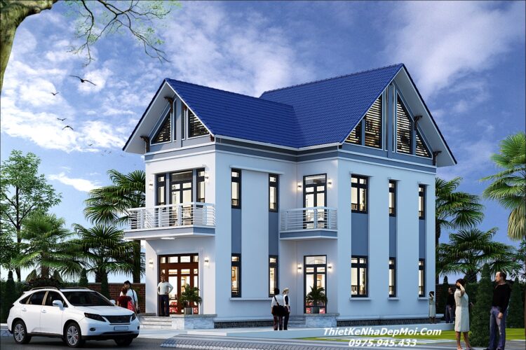 Mẫu nhà cấp 4 kiểu chữ L 2 tầng 80m2 đơn giản mà đẹp 2025 Nhà chữ L 2 tầng 80m2 mái thái 1 trệt 1 lầu 3 phòng ngủ không gian mở