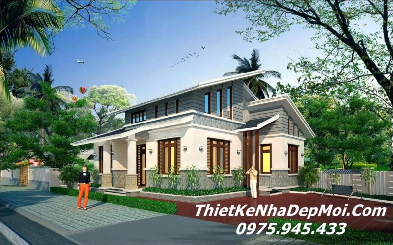 Kiểu nhà ngang cấp 4 có tầng gác lửng đơn giản hiện đại ông Sơn Kiểu nhà ngang hiện đại 1 tầng có gác lửng