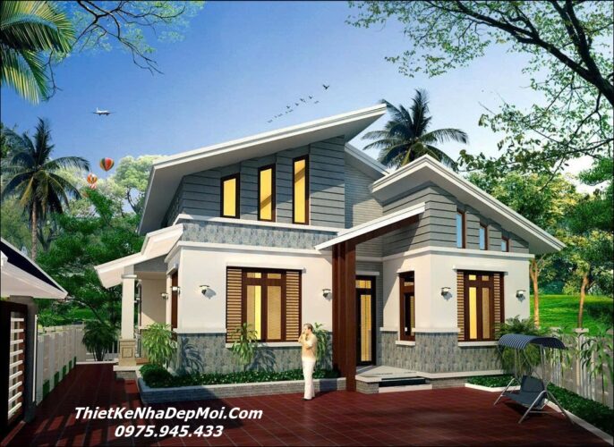 Kiểu nhà ngang cấp 4 có tầng gác lửng đơn giản hiện đại ông Sơn Mẫu thiết kế nhà cấp 4 nằm ngang đẹp