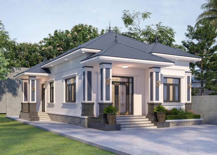 Tư vấn nhà vườn 1 tầng 4 phòng ngủ đẹp đủ kiểu mái 150m2 trở lên