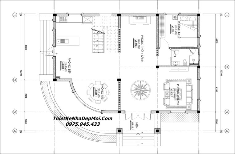 Kiểu nhà vườn 1 trệt 1 lầu đẹp nóc Thái ở nông thôn thiết kế cho anh Tuấn Nha vuon dep 1 tret 1 lau 4 phong ngu o que