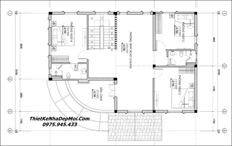 Kiểu nhà vườn 1 trệt 1 lầu đẹp nóc Thái ở nông thôn thiết kế cho anh Tuấn Bản thiết kế nhà 2 tầng có phòng thờ ở tầng 1