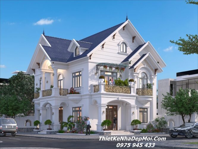 Bản vẽ cad biệt thự 2 tầng tân cổ điển mới nhất cho năm 2027