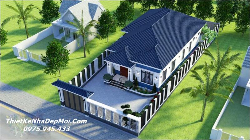 Bản vẽ cad nhà mái Nhật 1 tầng 9x17m
