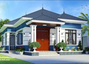 File autocad nhà cấp 4 mái Nhật đẹp 3 phòng ngủ 1 phòng thờ