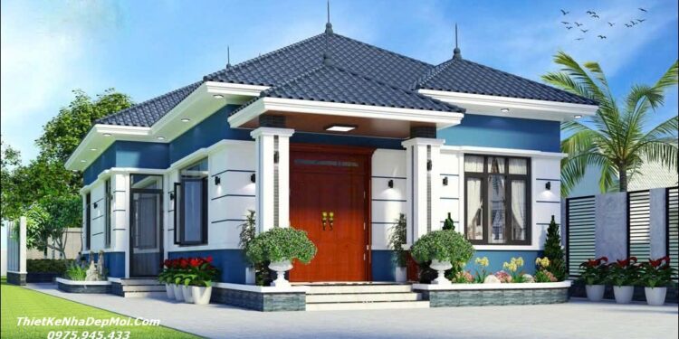 File autocad nhà cấp 4 mái Nhật đẹp 3 phòng ngủ 1 phòng thờ