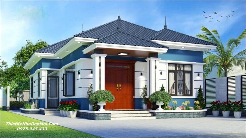 File autocad nhà cấp 4 mái Nhật đẹp 3 phòng ngủ 1 phòng thờ 
