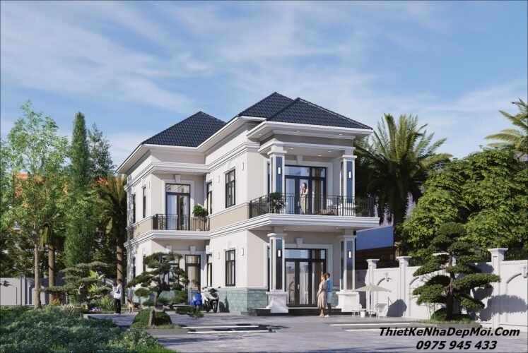 Mẫu nhà chữ L 3 tầng đẹp 4 phòng ngủ diện tích 80m2 anh Hùng Thiết kế nhà 2 tầng chữ L 4 phòng ngủ 7x20m