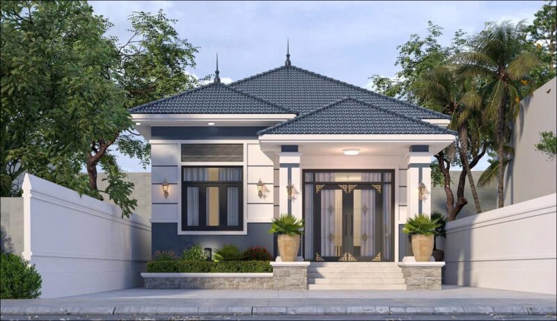 Bản vẽ nhà cấp 4 mái nhật 8x16m 