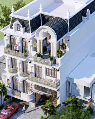 Biệt thự kiến trúc Pháp mặt tiền 10m 4 tầng vừa ở kết hợp kinh doanh chị Ngân Mẫu biệt thự châu âu vừa ở vừa kinh doanh