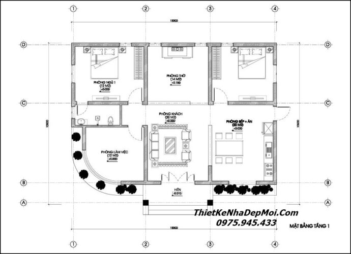 Thiết kế nhà cấp 4 diện tích 120m2 