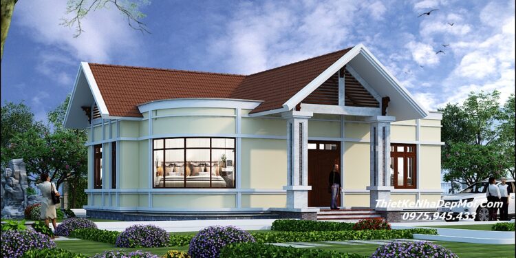 Bản vẽ nhà vườn cấp 4 2 phòng ngủ diện tích 120m2