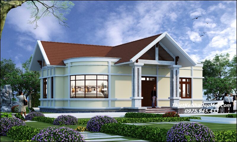 Bản vẽ nhà vườn cấp 4 2 phòng ngủ diện tích 120m2
