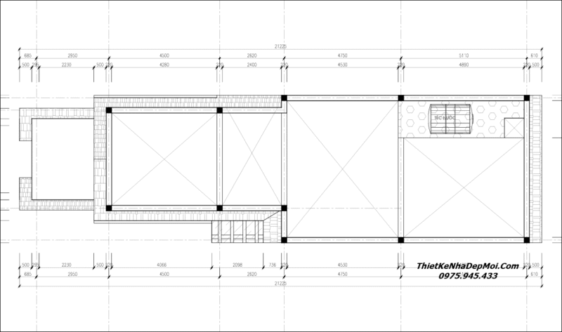 Bản vẽ thi công nhà 2 tầng mặt tiền 6m dài sâu 20m 