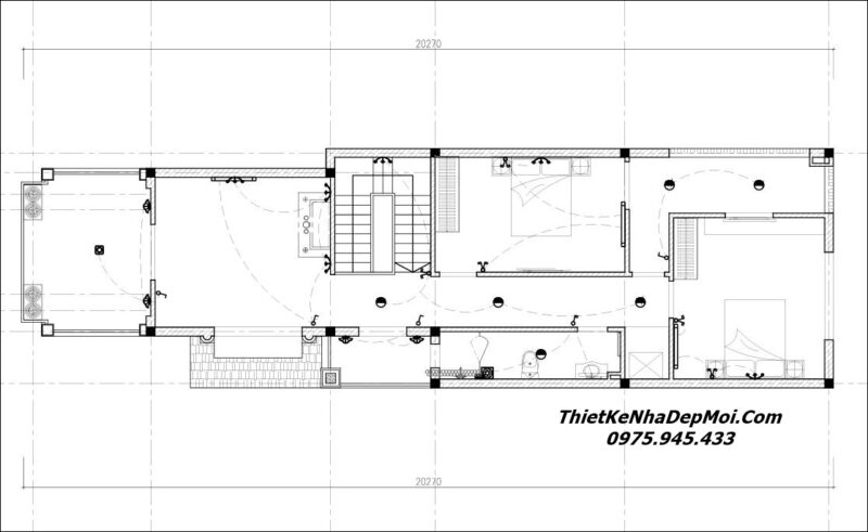 Bản vẽ autocad nhà chữ L 2 tầng hoàn chỉnh đầy đủ 