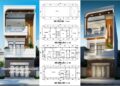 Nha mat tien 5.5m hien dai 1 tret 2 lau 4 phong ngu 90m2
