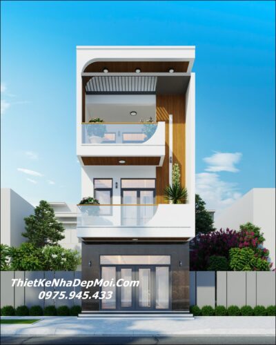 Mẫu thiết kế nhà mặt tiền 5.5m hiện đại 3 tầng tối giản anh Long Kiểu nhà phố hiện đại 1 trệt 2 lầu rộng 4.5x17m