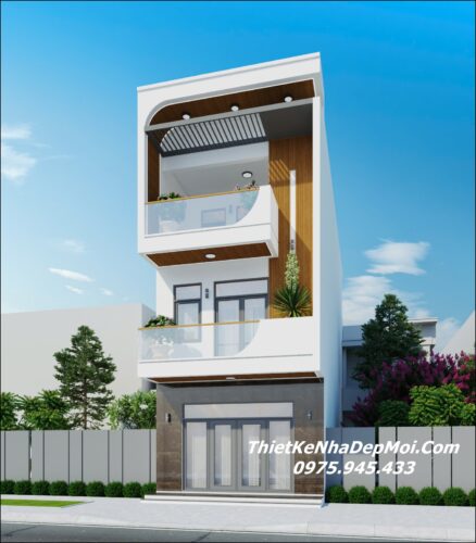 Mẫu thiết kế nhà mặt tiền 5.5m hiện đại 3 tầng tối giản anh Long Nhà lô phố hiện đại 3 tầng mặt tiền 5.5m x 17m