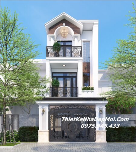 Bộ sưu tập các kiểu nhà mặt tiền đẹp 5m 3 tầng mới nhất Mẫu thiết kế nhà 3 tầng tân cổ điển mái thái hiện đại 2025