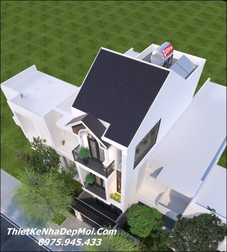 Bộ sưu tập các kiểu nhà mặt tiền đẹp 5m 3 tầng mới nhất Mẫu nhà mái thái 3 tầng mặt tiền 5m