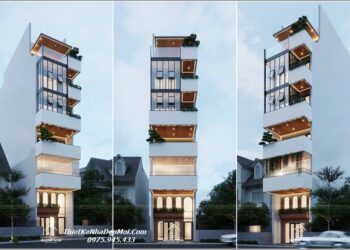 Mẫu thiết kế căn hộ 6 tầng đẹp hiện đại Hoàng Anh Căn hộ 1 trệt 6 lầu sân thượng mặt tiền 5m đang thi công