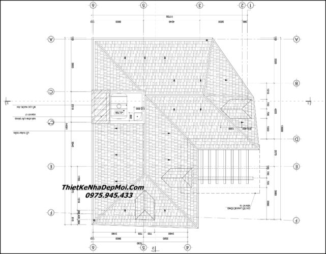 Bản vẽ thi công nhà trệt cấp 4 2 mặt tiền mái ngói 