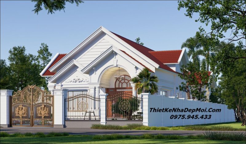 Nhà 1 tầng lợp ngói đỏ ở quê 