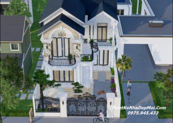 Nhà mặt tiền 10m đẹp ó sân vườn mái thái hướng Nam