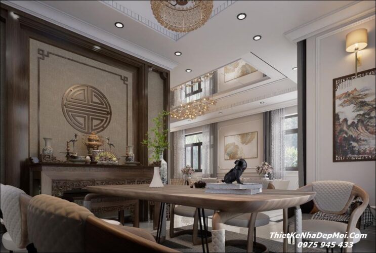 Mẫu thiết kế nội thất nhà mái Nhật đẹp vợ chồng anh Hoàng chị Hiền Mẫu phòng khách đẹp nhà mái Nhật 160m2