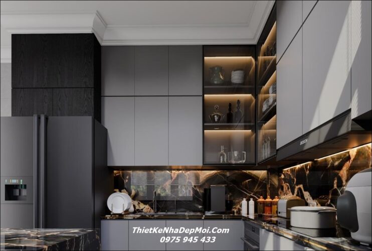 Mẫu thiết kế nội thất nhà mái Nhật đẹp vợ chồng anh Hoàng chị Hiền Thiết kế phòng bấp nhà cấp 4 hình chữ L 8x20m